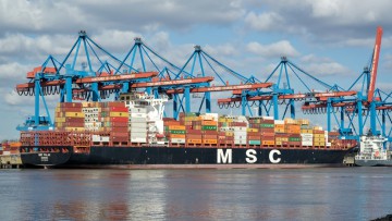 Schiff von MSC PALAK am HHLA Container Terminal Altenwerder (CTA)