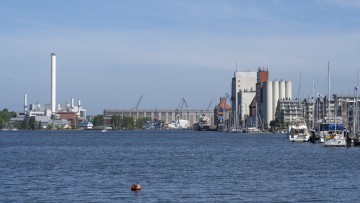 Werftkontor und Wirtschaftshafen, Flensburg, Flensburger Förde, Ostsee, Schleswig-Holstein, Deutschland