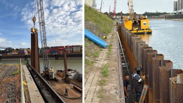 Sanierung der Spundwand im Niehler Hafen