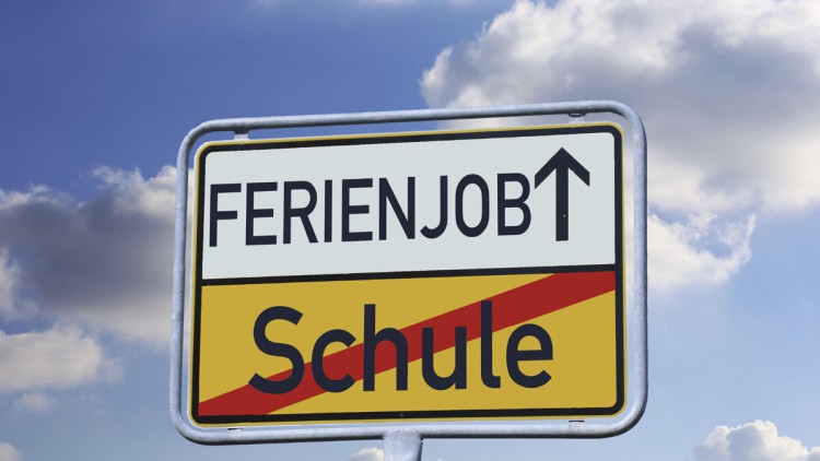 Schild mit durchgestrichen "Schul" und Pfeil Richtung Ferienjob