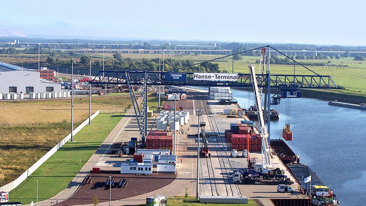 Luftbild des Hanse-Terminal in Magdeburg