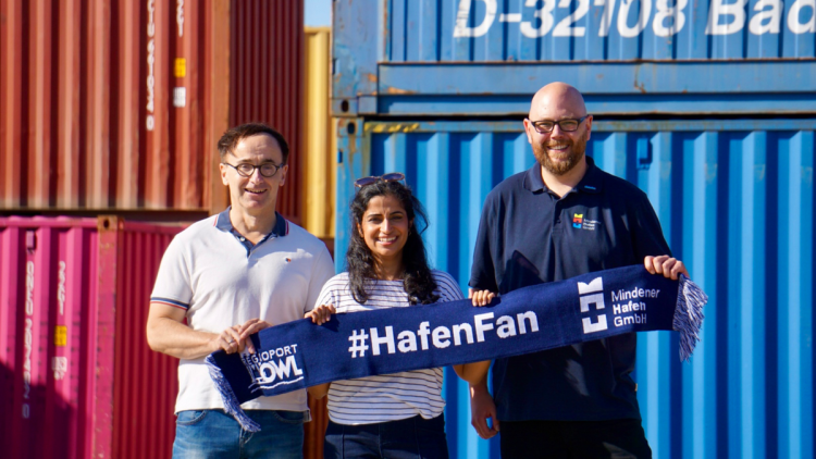 MdB Schahina Gambir besucht Mindener Hafen