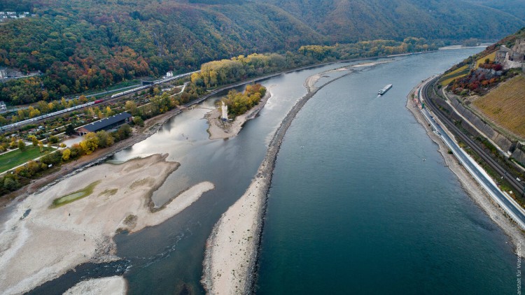 Niedrigwasser am Jungferngrund im Rhein