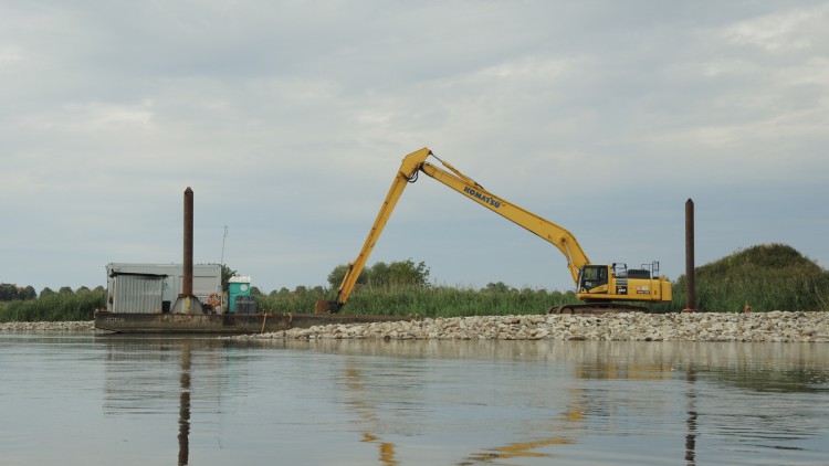 Bagger auf Ponton