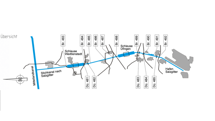 Übersichtskarte des Stichkanals Salzgitter