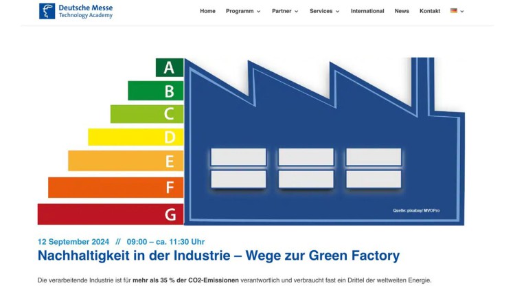 Veranstaltung: Nachhaltigkeit in der Industrie – Wege zur Green Factory